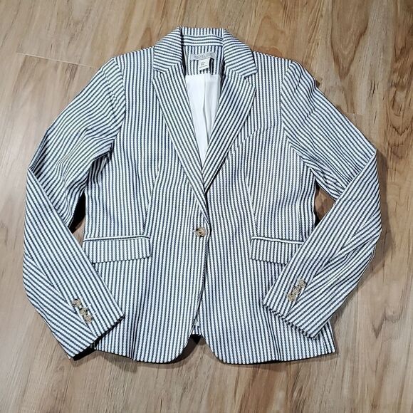 🔹️🔺️Rachel Zoe Blue Seersucker Striped Blazer Small - Picture 1 of 10